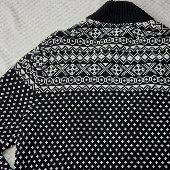 Tommy Hilfiger Men's Sweater Sz XL Zip Up Black White Graphic Print Wool Blend - Picture 11 of 16